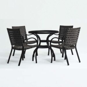 Conjunto de Mesa de Jantar Turquia, 4 cadeira e mesa com tampo de vidro.